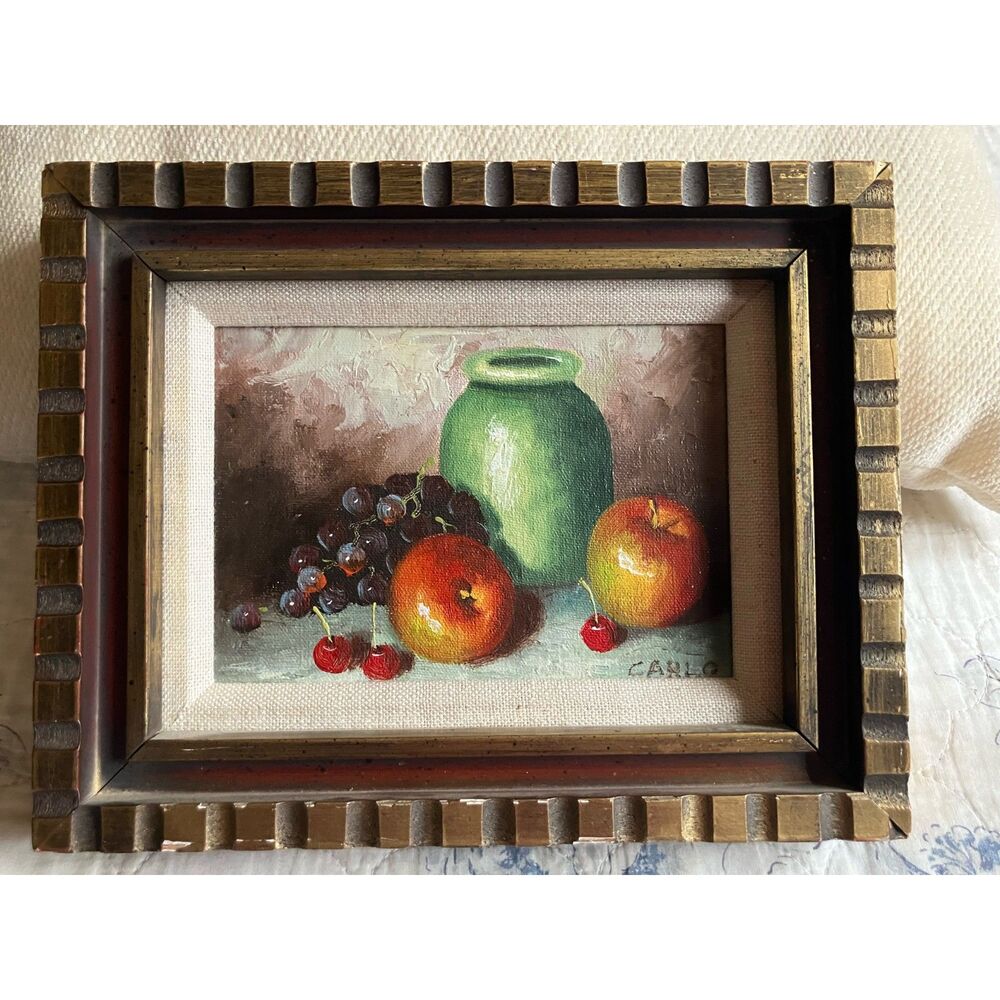 vintage oil still life painting signed original